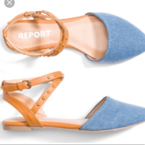 Report Shoes - Report Baylee Studded Denim Flat size 8